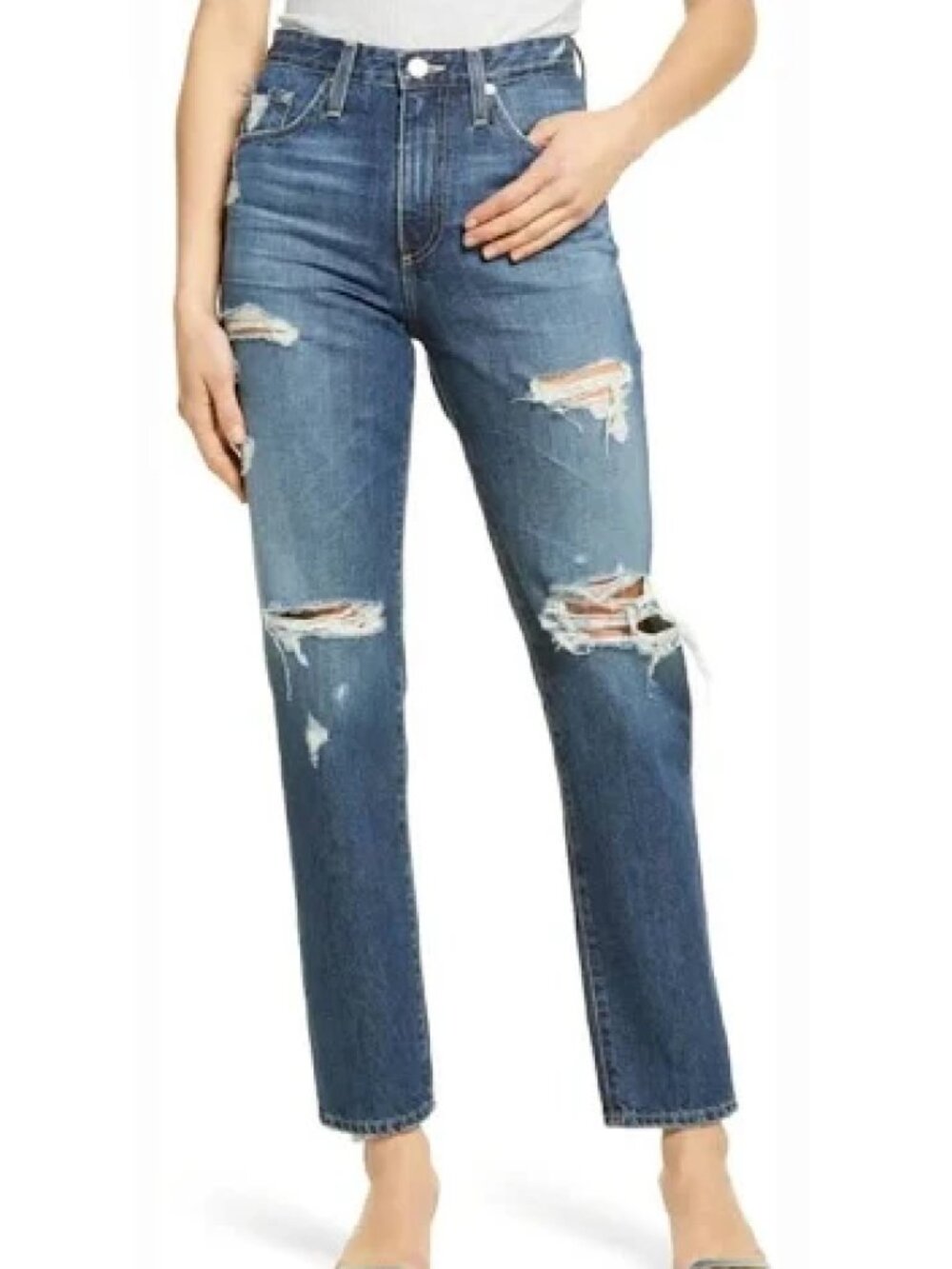 AG Adriano Goldschmied Phoebe Vtg High Waist Tapered Straight Leg Blue Jeans, 28